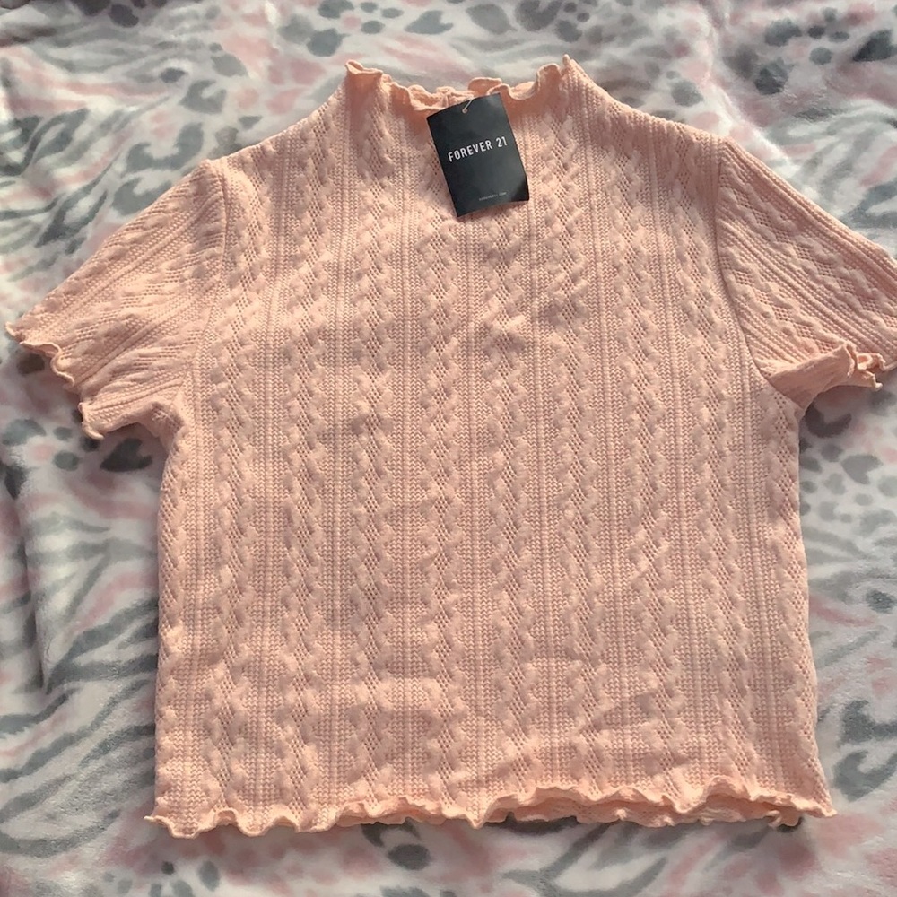 Forever 21 Light Pink Short Sleeve Knit Top NWT